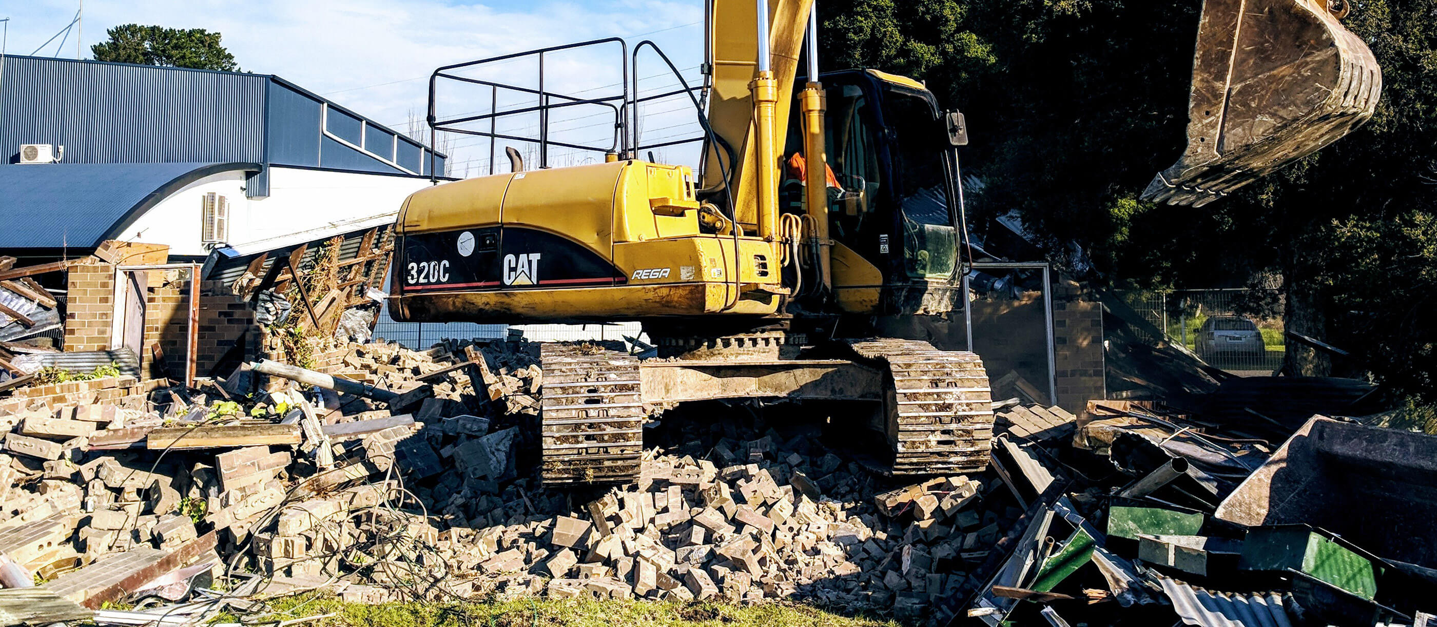 Demolition in progress with Crosby Contractors